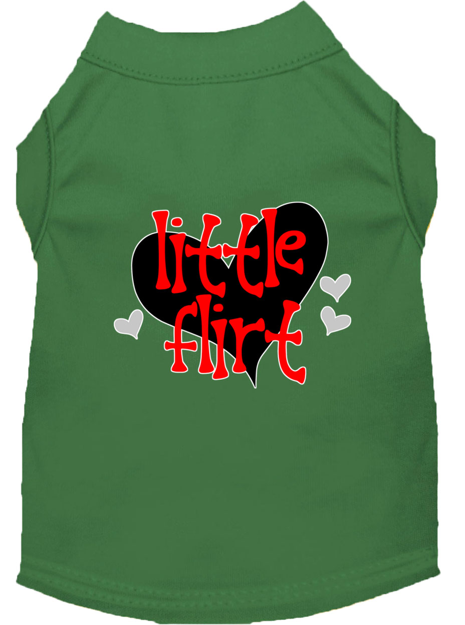 Little Flirt Screen Print Dog Shirt Green Med